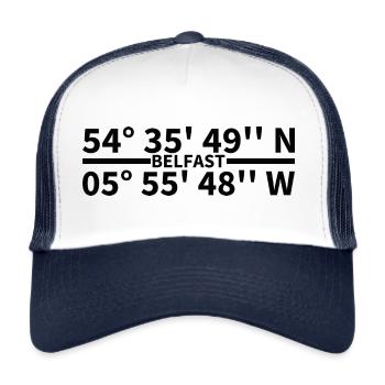 Belfast coordinates - Trucker Cap - white/navy - Front