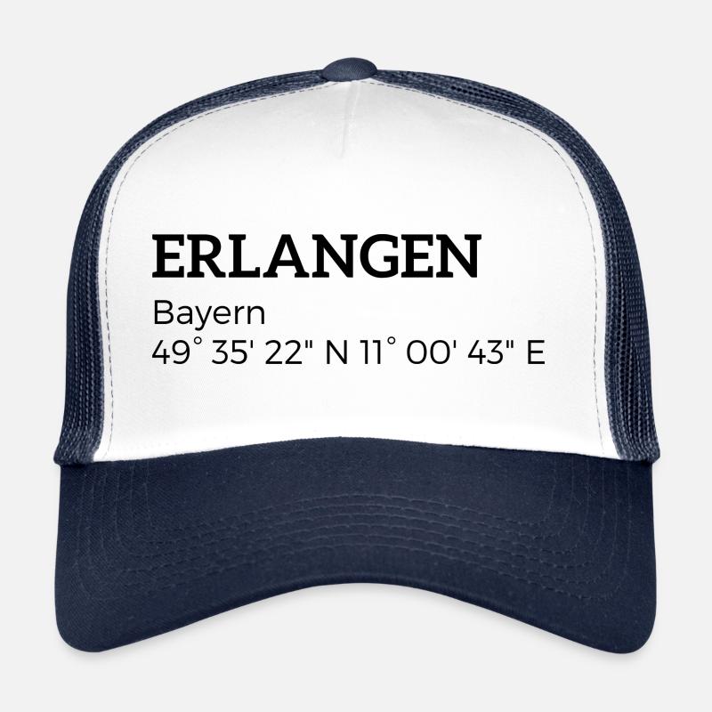 Erlangen Bayern Koordinaten - Trucker Cap - Weiß/Navy