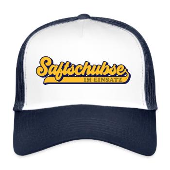 Farben änderbar | Saftschubse im Einsatz - Trucker Cap - Weiß/Navy - Vorne