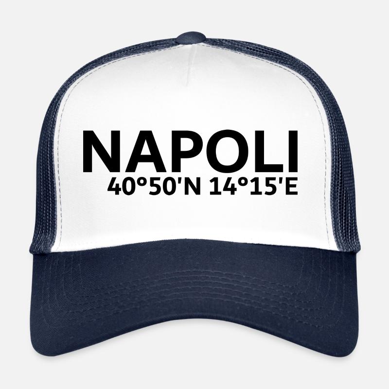 Napoli Koordinaten - Trucker Cap - Weiß/Navy