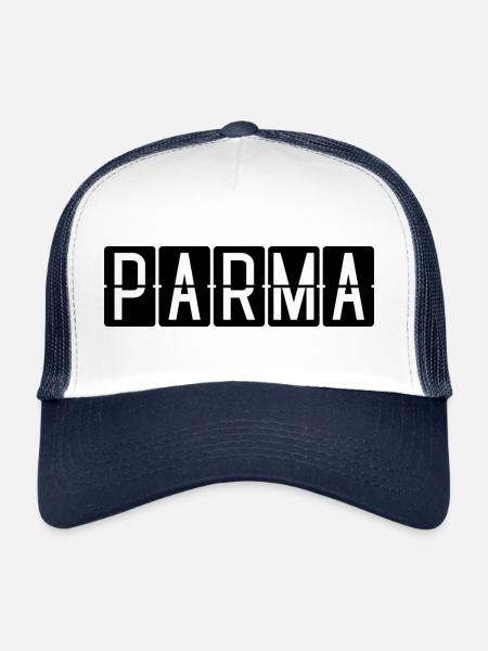 Panneau de l’aéroport de Parme - Casquette trucker  - blanc/marine - Devant