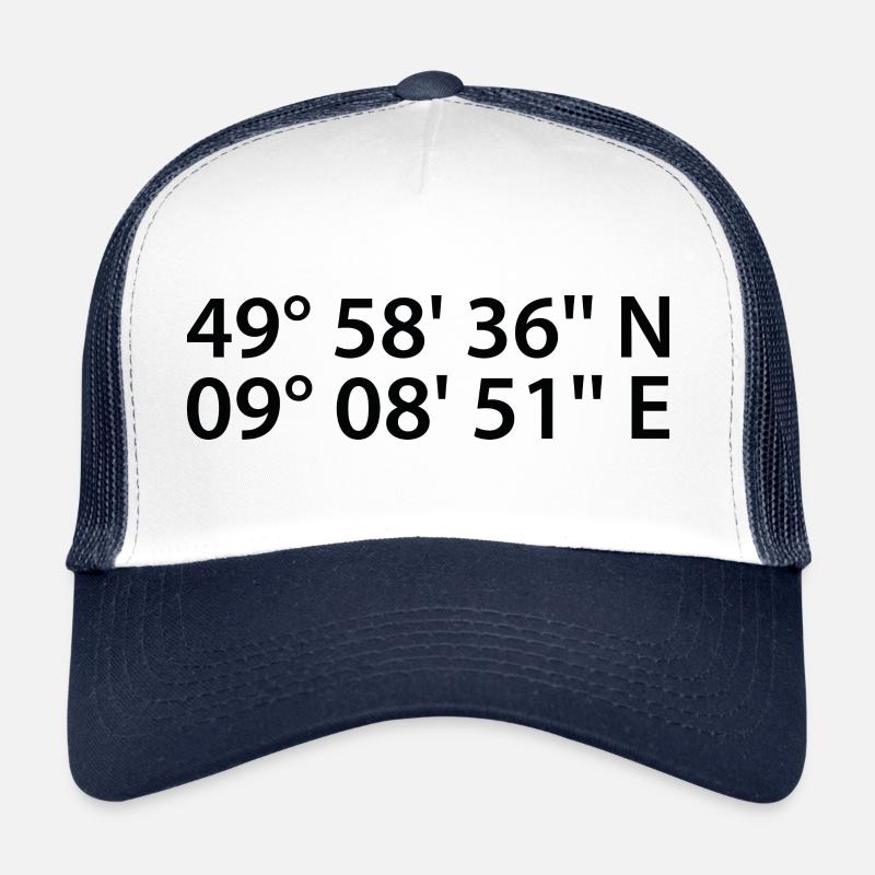 Aschaffenburg Koordinaten - Trucker Cap - Weiß/Navy
