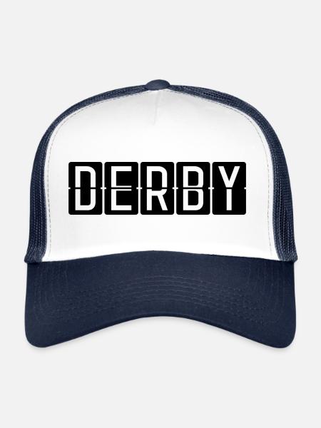 Panneau de l’aéroport de Derby - Casquette trucker  - blanc/marine - Devant