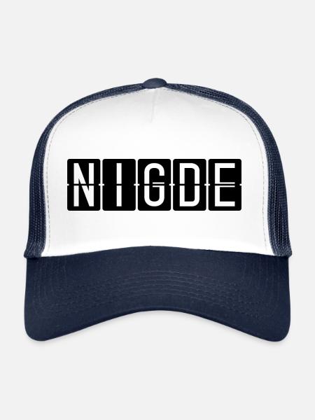 Panneau de l’aéroport de Niğde - Casquette trucker  - blanc/marine - Devant