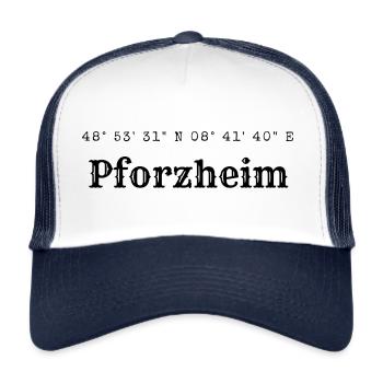 Die wunderschönen Koordinaten von Pforzheim sind d - Trucker Cap - Weiß/Navy - Vorne