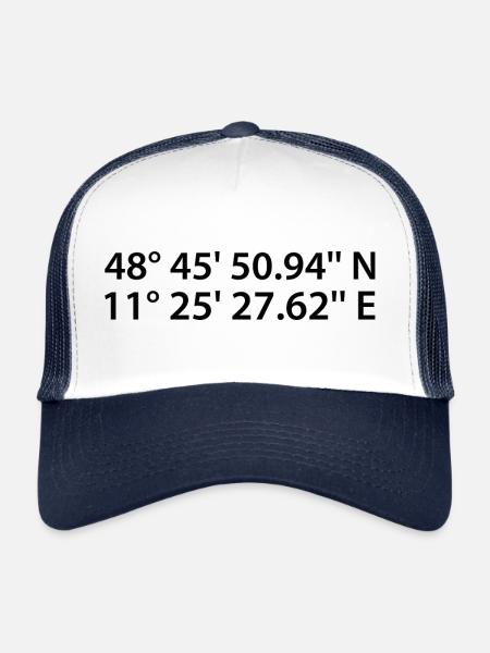 Coordonnées d’Ingolstadt - Casquette trucker  - blanc/marine - Devant