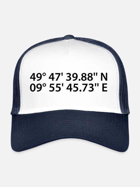 Coordonnées de Würzburg - Casquette trucker  - blanc/marine - Devant