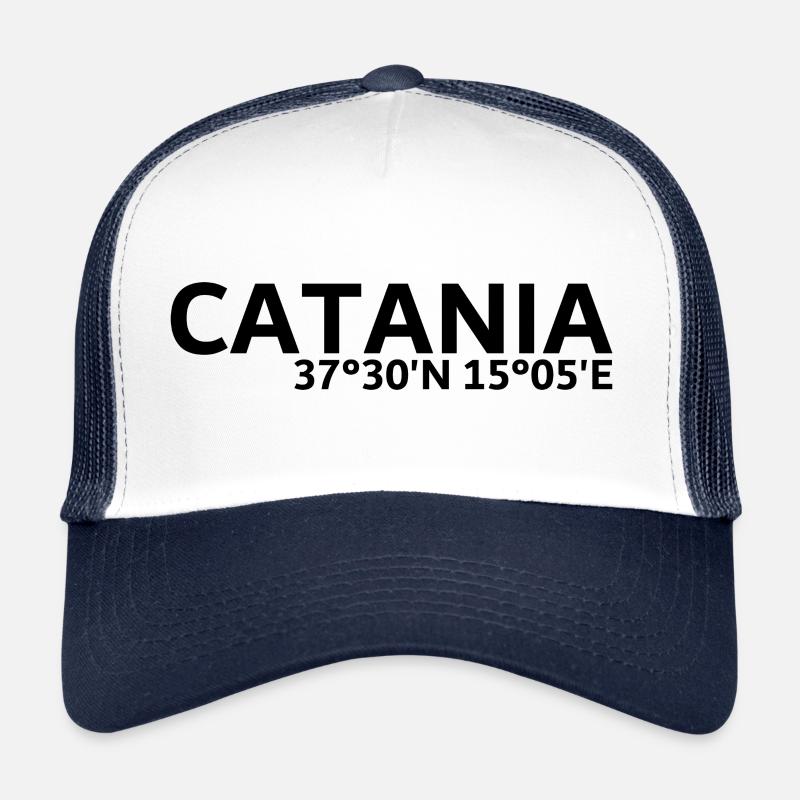 Catania Koordinaten - Trucker Cap - Weiß/Navy