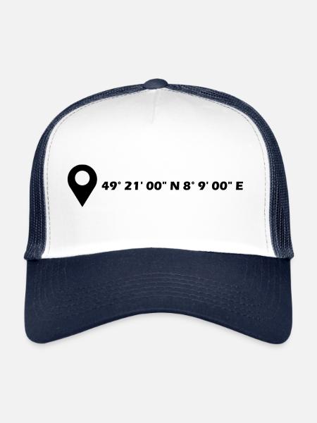 Coordonnées de Neustadt an der Weinstraße - Casquette trucker  - blanc/marine - Devant