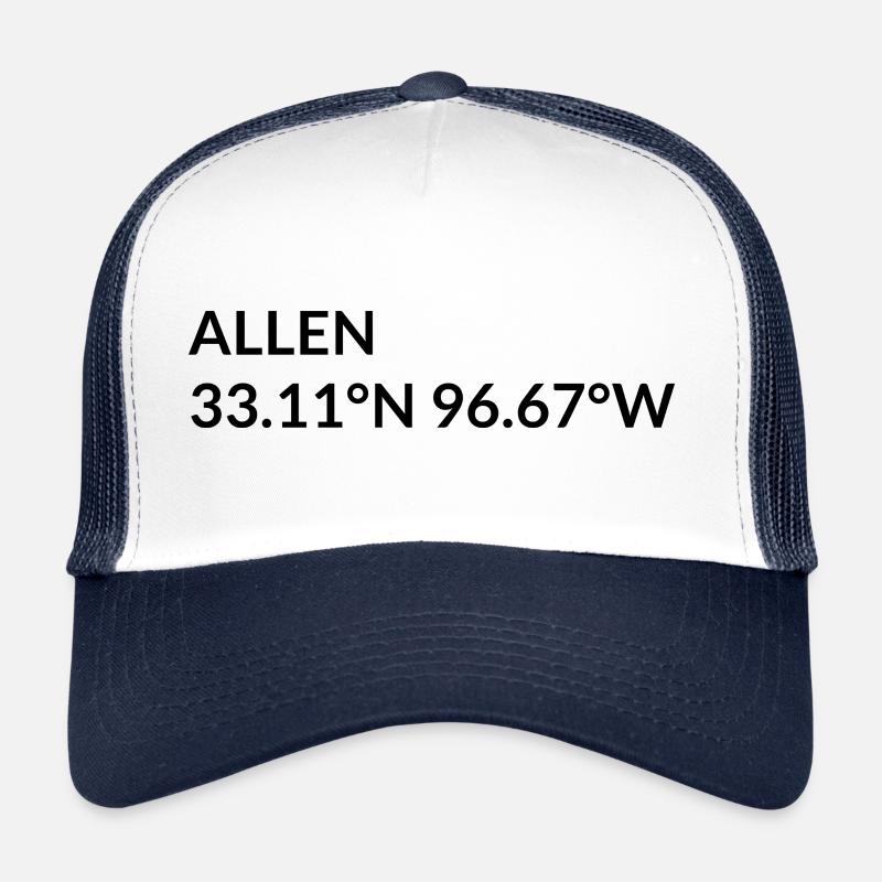 Coordonnées Allen Texas USA Casquette trucker 