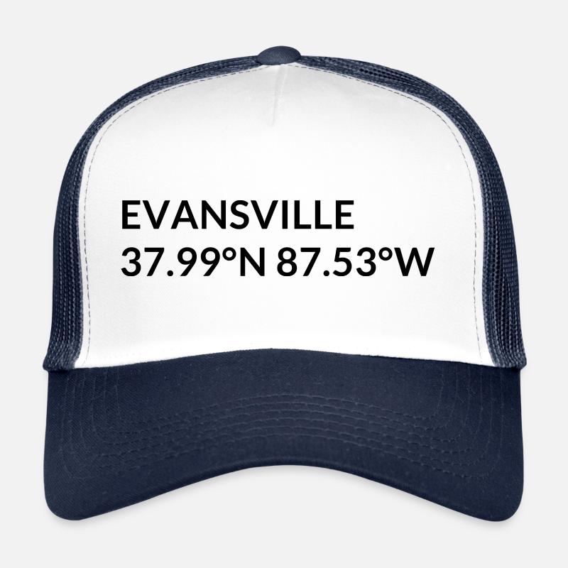 Evansville, Indiana, USA Coordinates Trucker Cap
