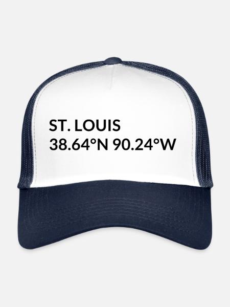 St. Louis, Missouri, USA Coordinates - Trucker Cap - white/navy