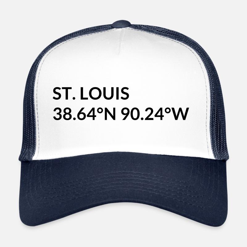 St. Louis, Missouri, USA Coordinates - Trucker Cap - white/navy