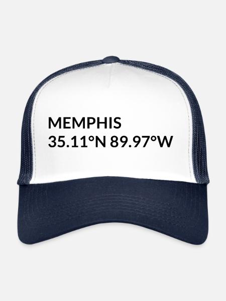 Coordonnées de Memphis, Tennessee, États-Unis - Casquette trucker  - blanc/marine - Devant