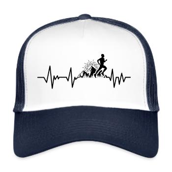 Trail running battement de coeur - Casquette trucker  - blanc/marine - Devant