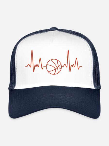 Basketball battement de coeur - basketballer heart - Casquette trucker  - blanc/marine - Devant