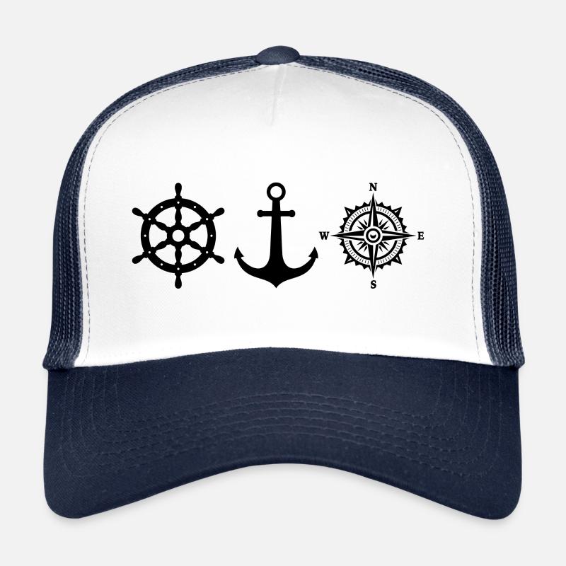 anchor compass sail captain boat gift marine Trucker Cap