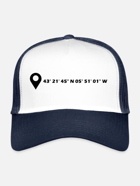 Coordonnées d’Oviedo - Casquette trucker  - blanc/marine - Devant