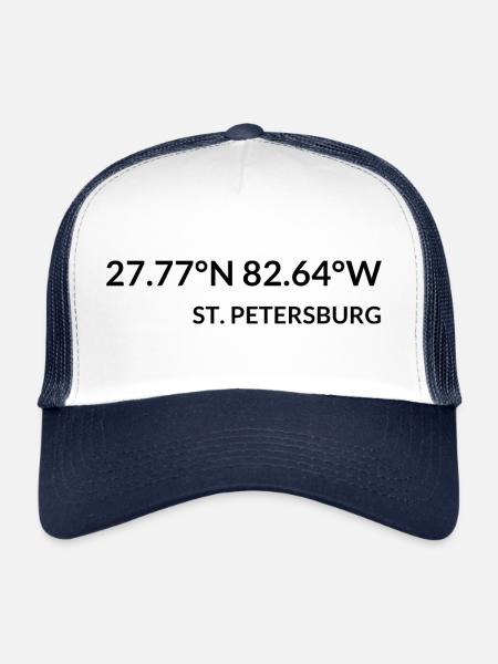St. Petersburg, Floride, États-Unis Coordonnées - Casquette trucker  - blanc/marine - Devant