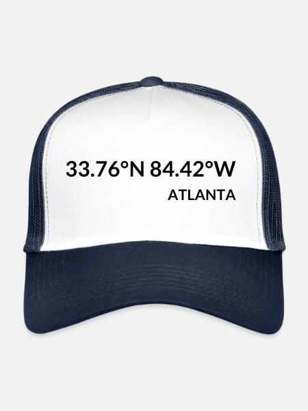 Atlanta, Géorgie, États-Unis Coordonnées - Casquette trucker  - blanc/marine - Devant