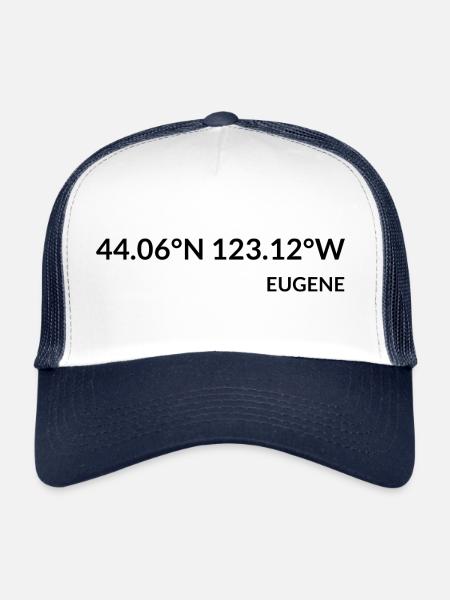 Eugene, Oregon, États-Unis Coordonnées - Casquette trucker  - blanc/marine - Devant