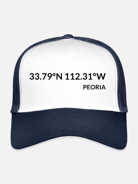 Coordonnées de Peoria, Arizona, États-Unis - Casquette trucker  - blanc/marine - Devant