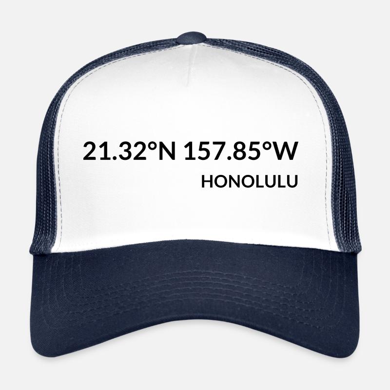 Honolulu, Hawaii, USA Coordinates Trucker Cap