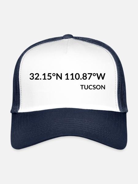 Tucson, Arizona, États-Unis Coordonnées - Casquette trucker  - blanc/marine - Devant
