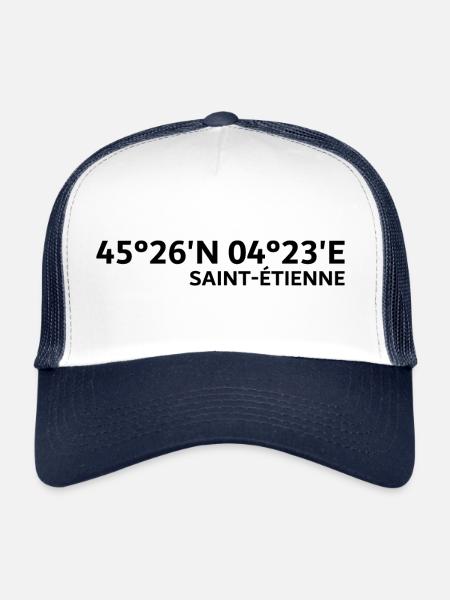 Coordonnées de Saint-Étienne - Casquette trucker  - blanc/marine - Devant