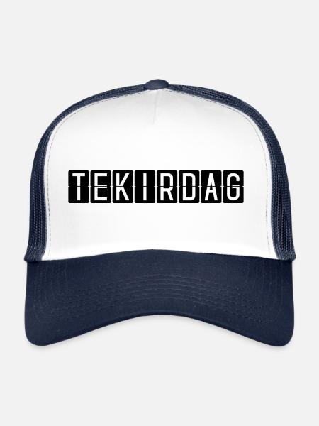 Panneau de l’aéroport de Tekirdağ - Casquette trucker  - blanc/marine - Devant