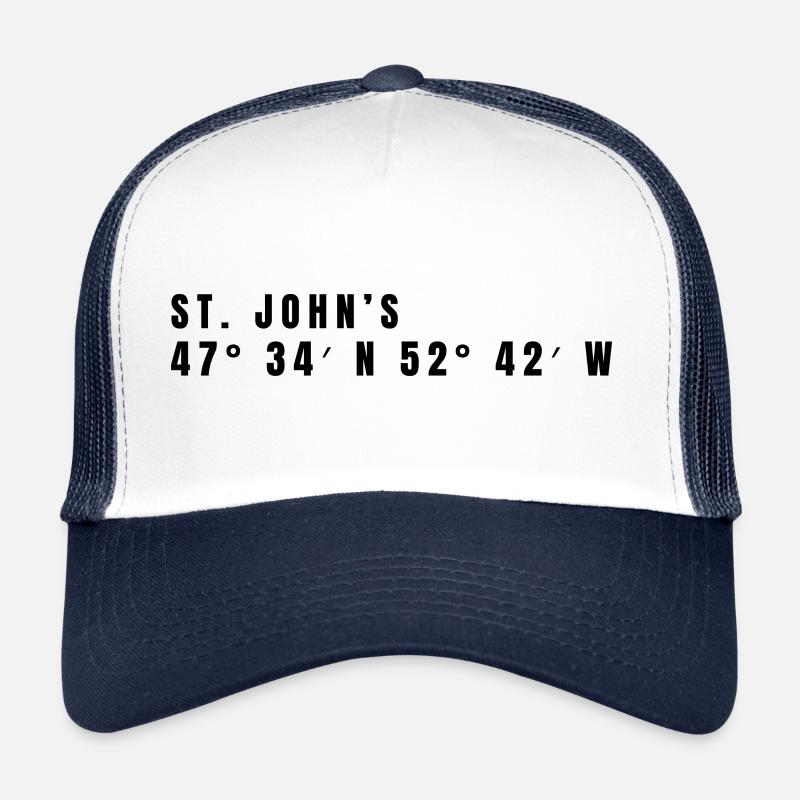 St. John’s Kanada Koordinaten - Trucker Cap - Weiß/Navy