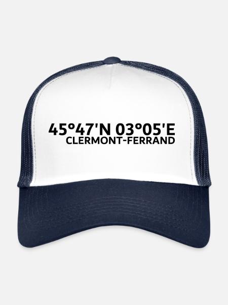 Coordonnées clermont-ferrand - Casquette trucker  - blanc/marine - Devant