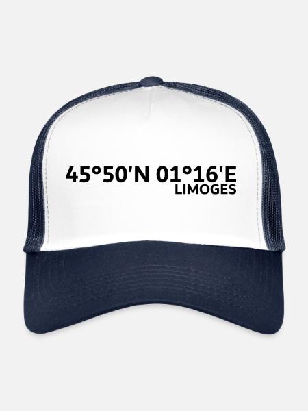 Coordonnées de Limoges - Casquette trucker  - blanc/marine - Devant