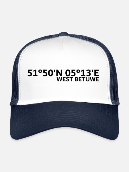 West Betuwe coordinates - Trucker Cap - white/navy - Front