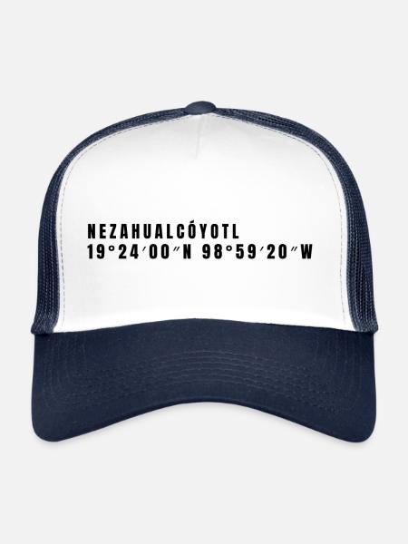 Coordonnées de l’État de Mexico Mexique - Casquette trucker  - blanc/marine - Devant