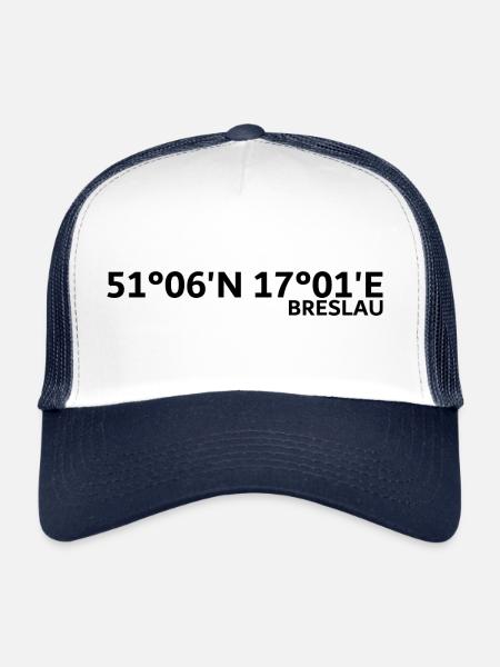 Coordonnées de Wroclaw - Casquette trucker  - blanc/marine - Devant