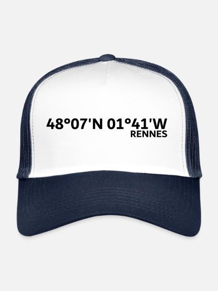 Coordonnées de Rennes - Casquette trucker  - blanc/marine - Devant