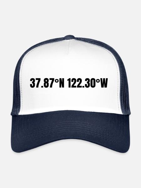 Coordonnées Berkeley, Californie, États-Unis - Casquette trucker  - blanc/marine - Devant