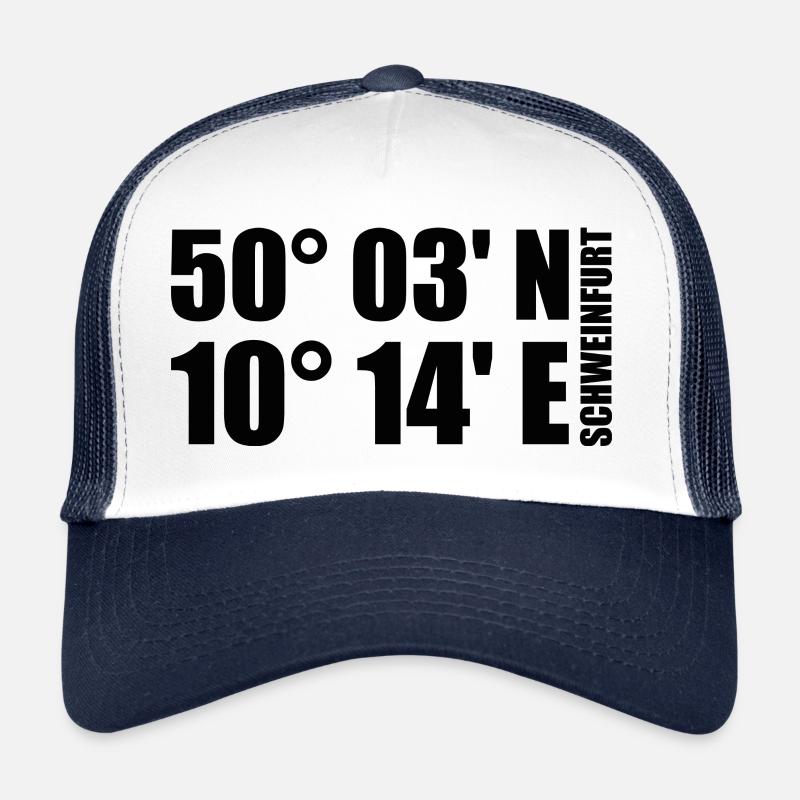 Schweinfurt Koordinaten - Trucker Cap - Weiß/Navy