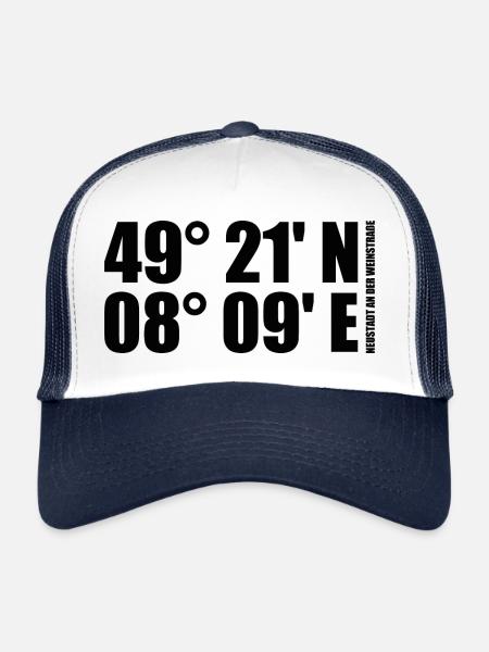 Coordonnées de Neustadt an der Weinstraße - Casquette trucker  - blanc/marine - Devant