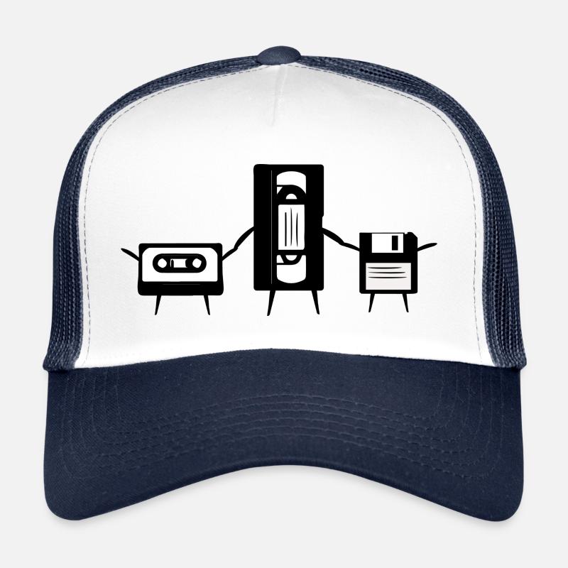 Disquette, cassette et VHS, main dans la main Retro Styl Casquette trucker 