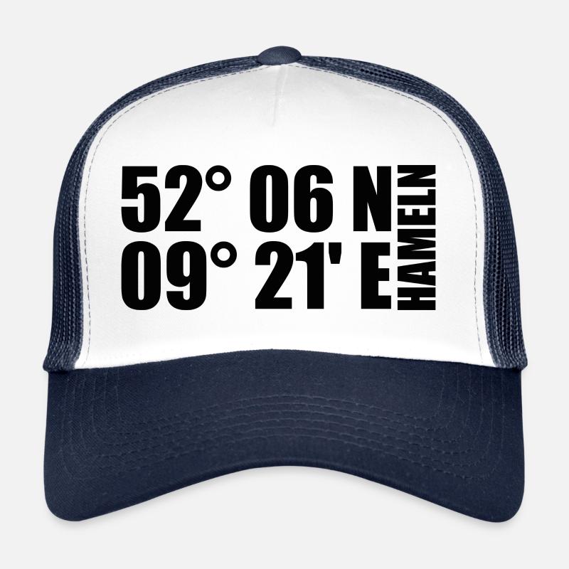 Hameln Koordinaten - Trucker Cap - Weiß/Navy