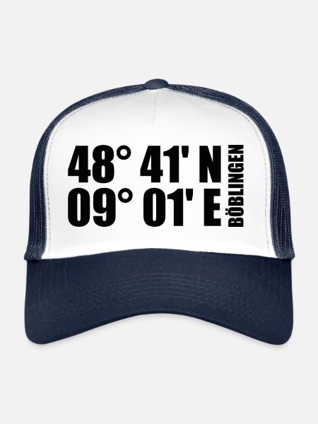 Coordonnées de Böblingen - Casquette trucker  - blanc/marine - Devant