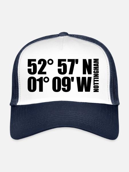 Coordonnées de Nottingham - Casquette trucker  - blanc/marine - Devant