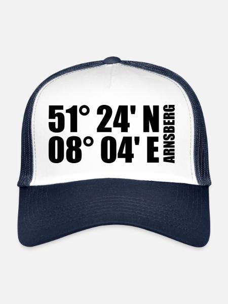 Coordonnées d’Arnsberg - Casquette trucker  - blanc/marine - Devant