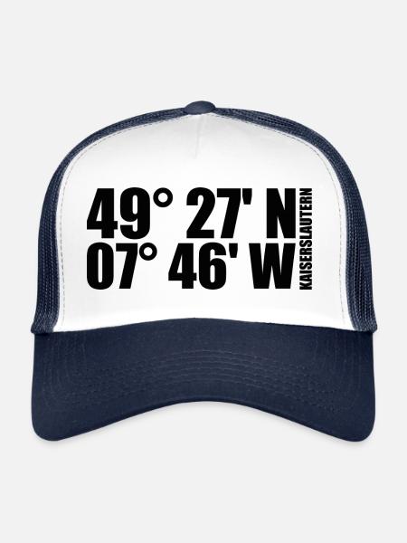 Coordonnées de Kaiserslautern - Casquette trucker  - blanc/marine - Devant
