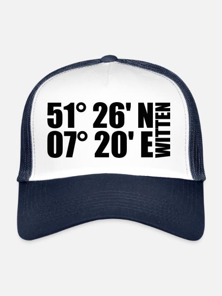 Witten Koordinaten - Trucker Cap - Weiß/Navy - Vorne