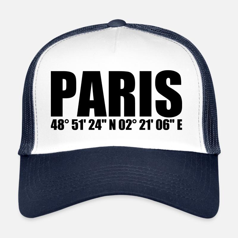 Paris Koordinaten - Trucker Cap - Weiß/Navy