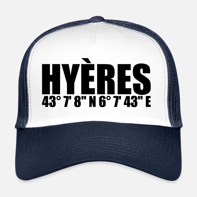 Coordonnées de Hyères - Casquette trucker  - blanc/marine