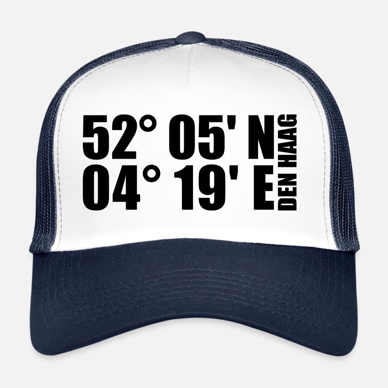 Den Haag Koordinaten - Trucker Cap - Weiß/Navy